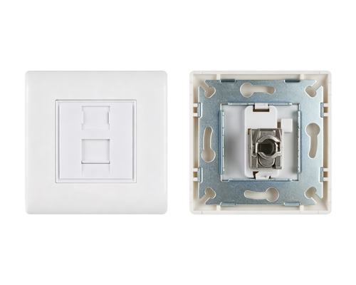 French-Style 80×80mm Single-Port Shuttered Faceplate