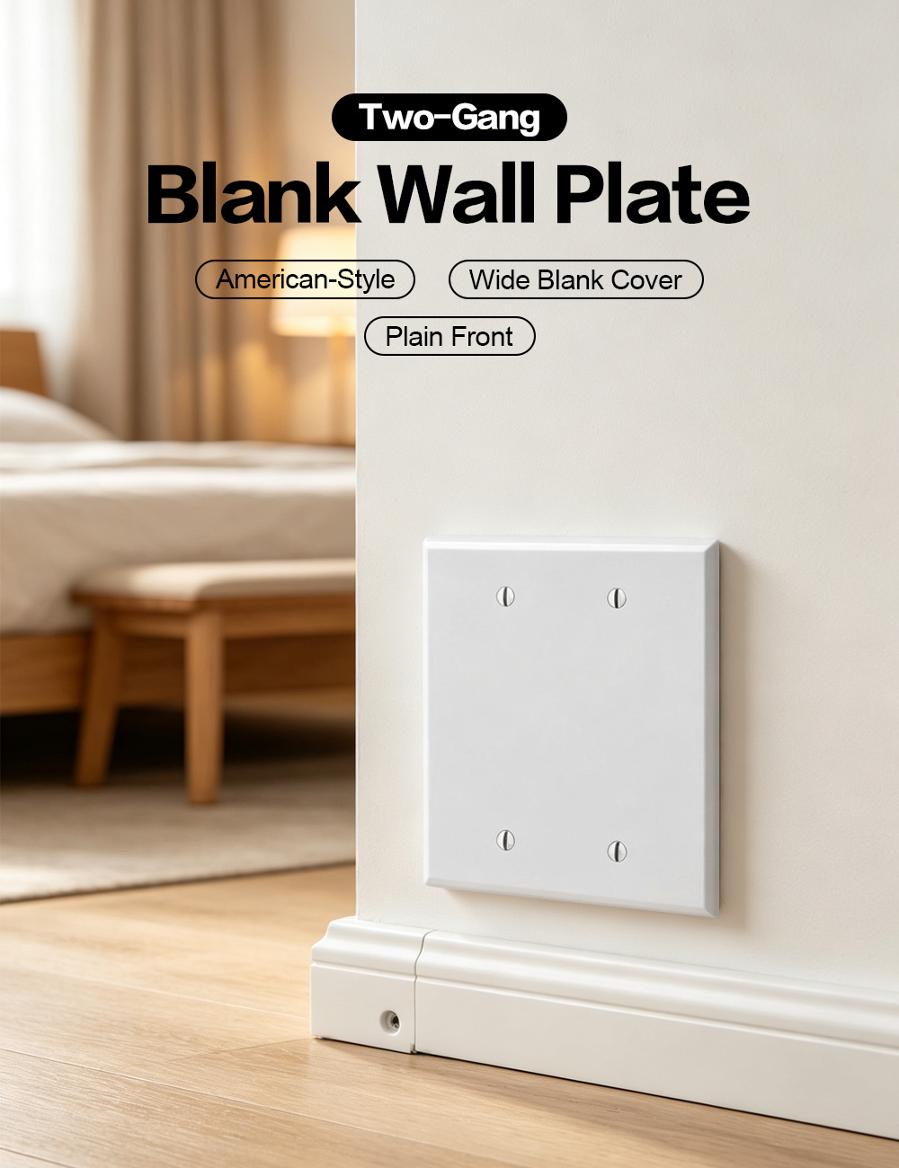 American-Style Two-Gang Blank Wall Plate