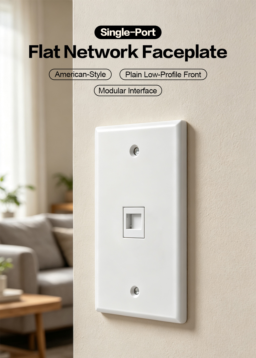 American-Style Single-Port Flat Network Faceplate