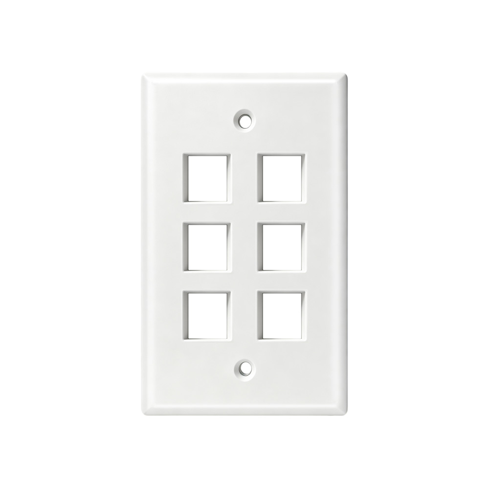American-Style Six-Port Flat Network Faceplate