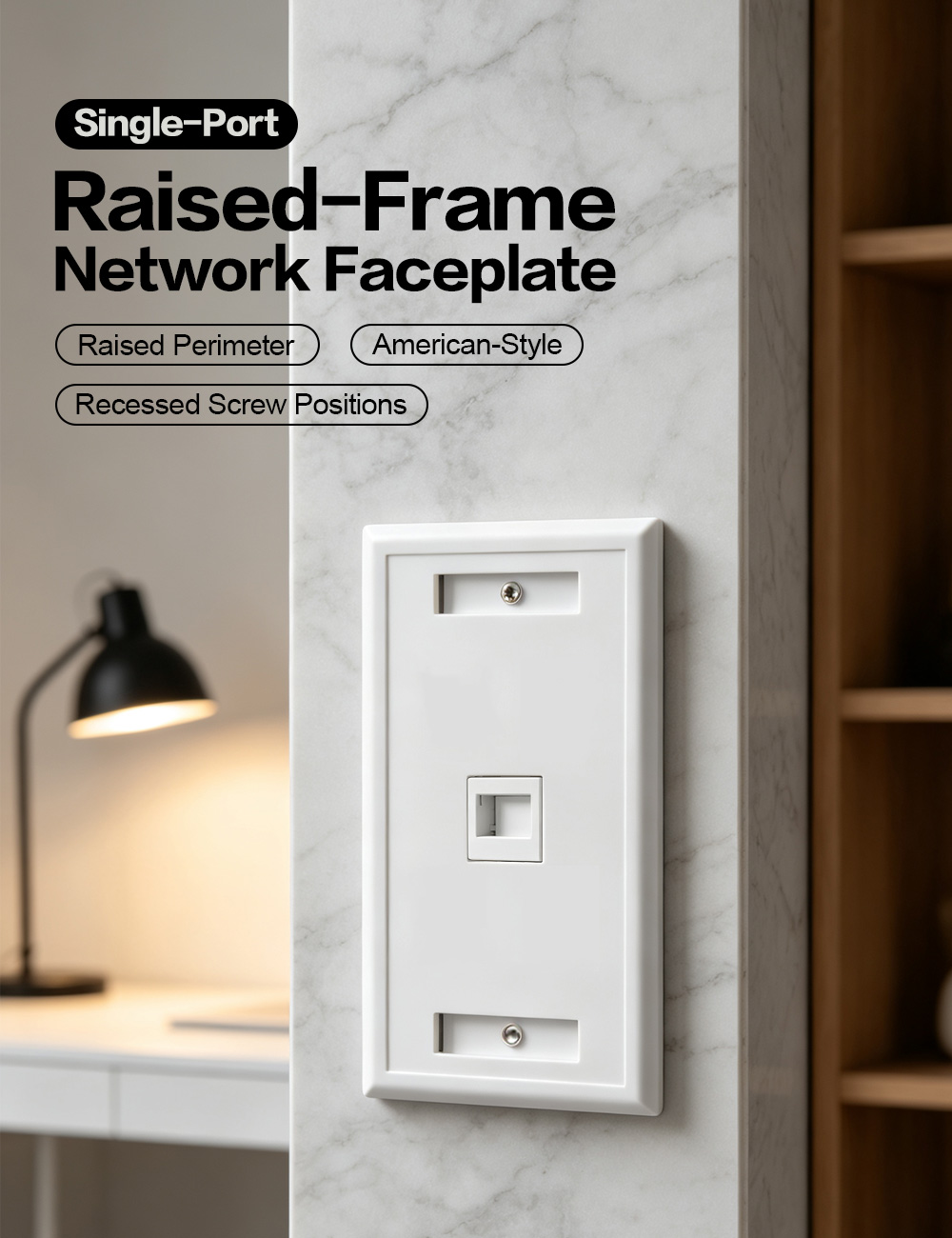 American-Style Single-Port Raised-Frame Network Faceplate