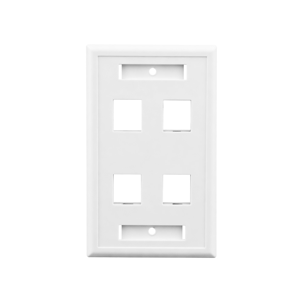 American-Style Four-Port Raised-Frame Network Faceplate