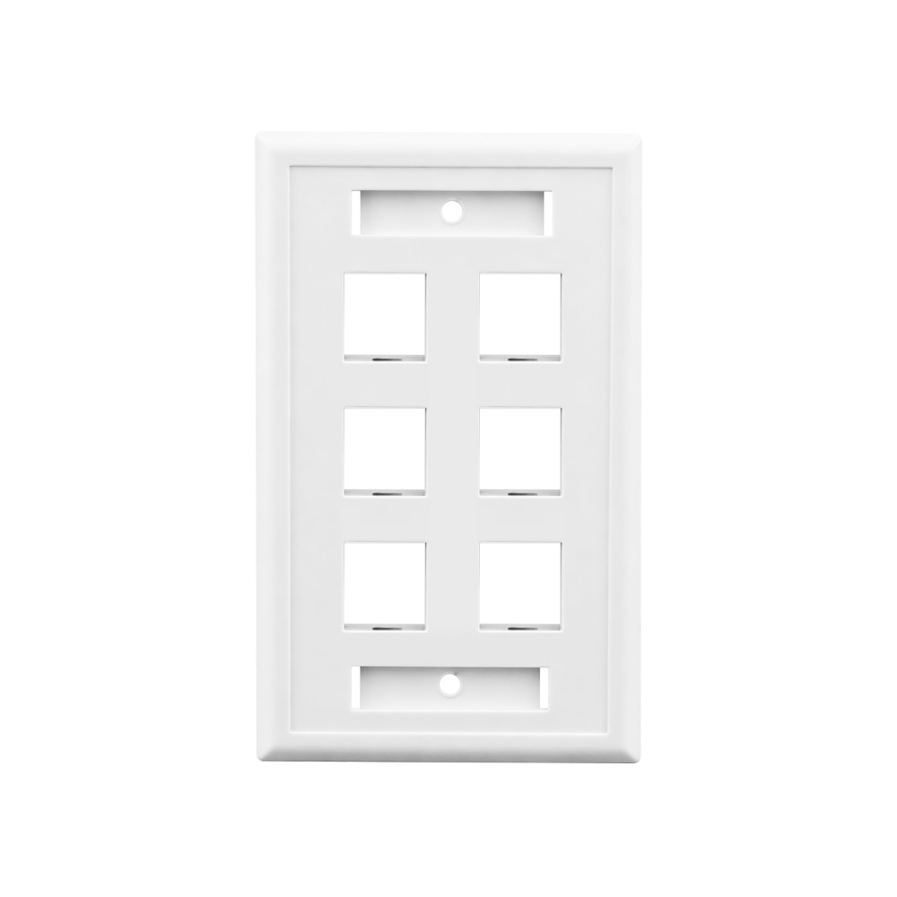 American-Style Six-Port Raised-Frame Network Faceplate