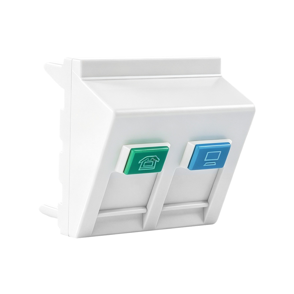 45×45mm Dual-Port Angled Modular Data Insert