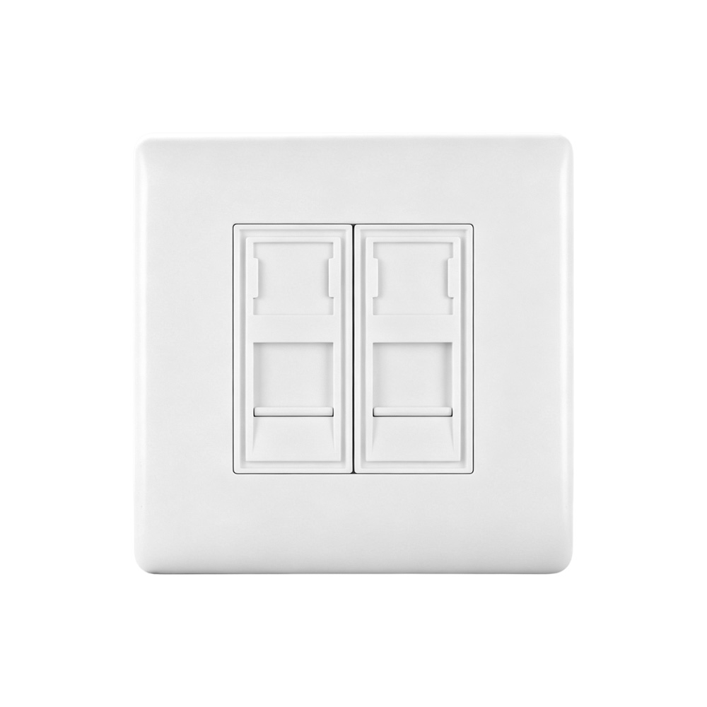 French-Style 80×80Dual-Port Shuttered Faceplate