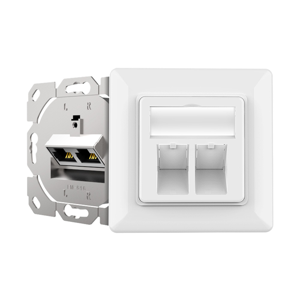 Dust-Proof 80 Type Dual Port Shielded Network Faceplate