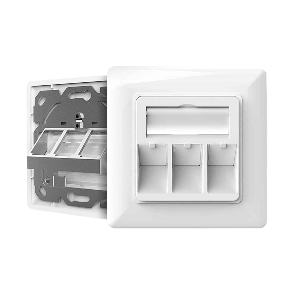 Dust-Proof 80 Type Three Port Modular Network Faceplate