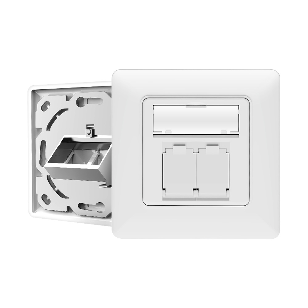 Dust-Proof 80 Type Dual Port Modular Network Faceplate