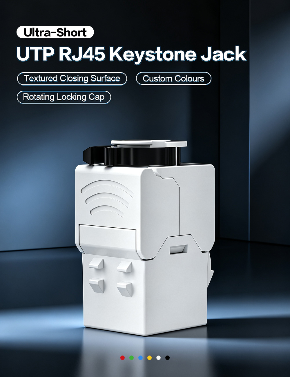 Grip-Textured Ultra-Short Toolless UTP RJ45 Keystone Jack