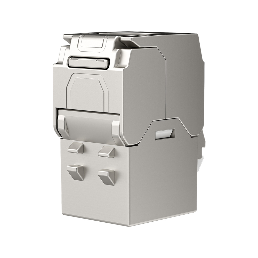 Low-Profile Shielded Toolless RJ45 Keystone Jack