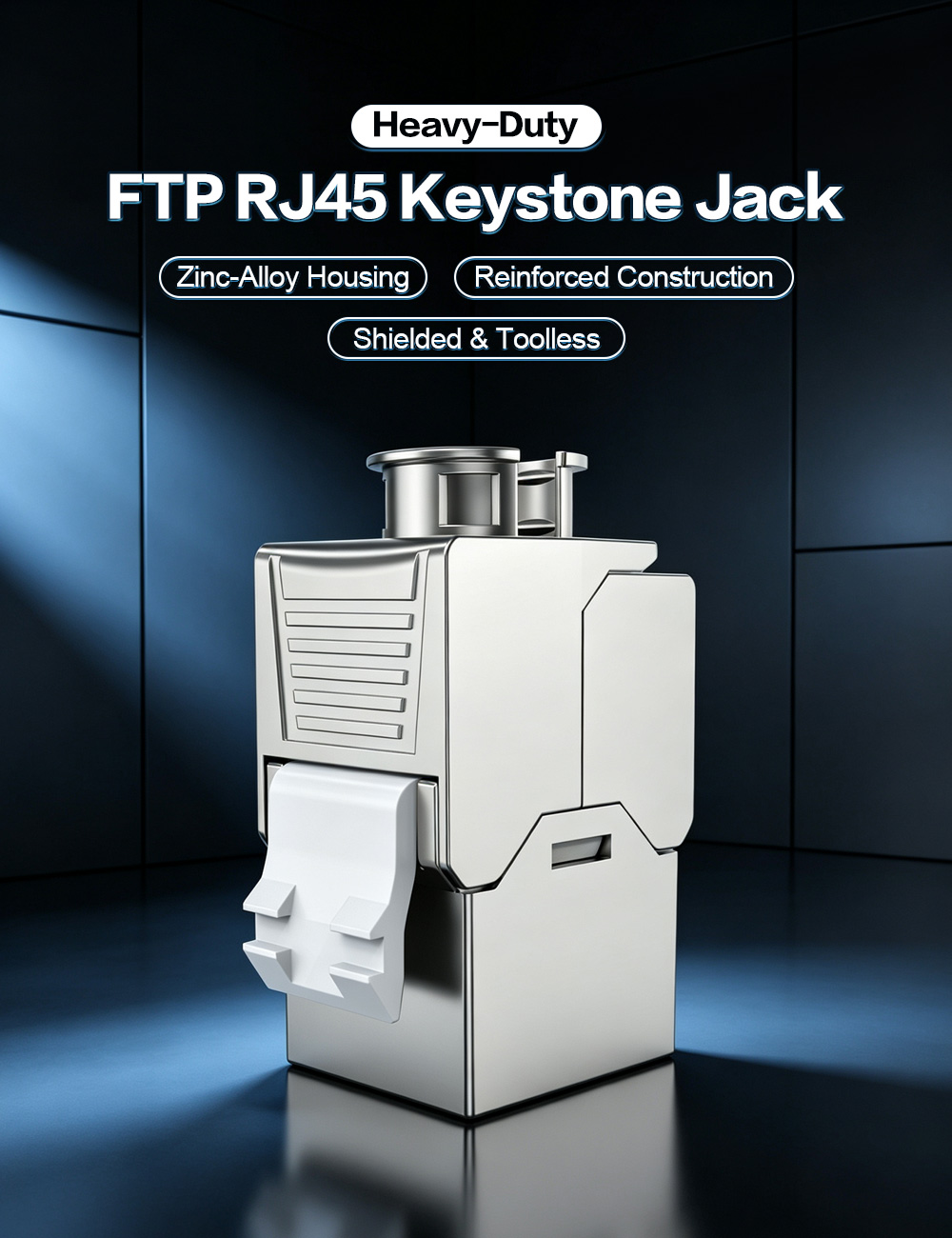 Heavy-Duty Shielded Toolless RJ45 Keystone Jack