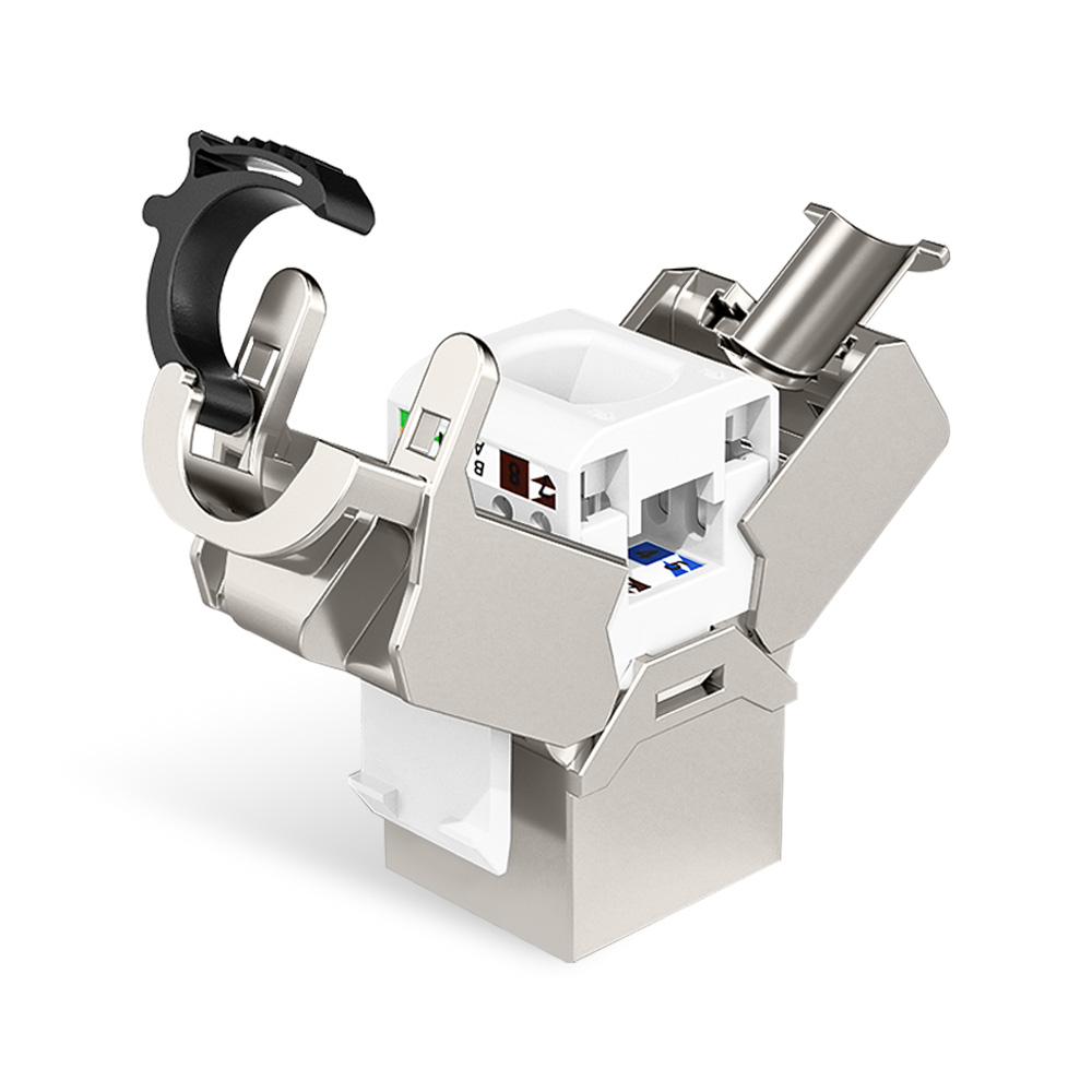Dust-Proof Toolless Shielded Cat.6A FTP Keystone Jack
