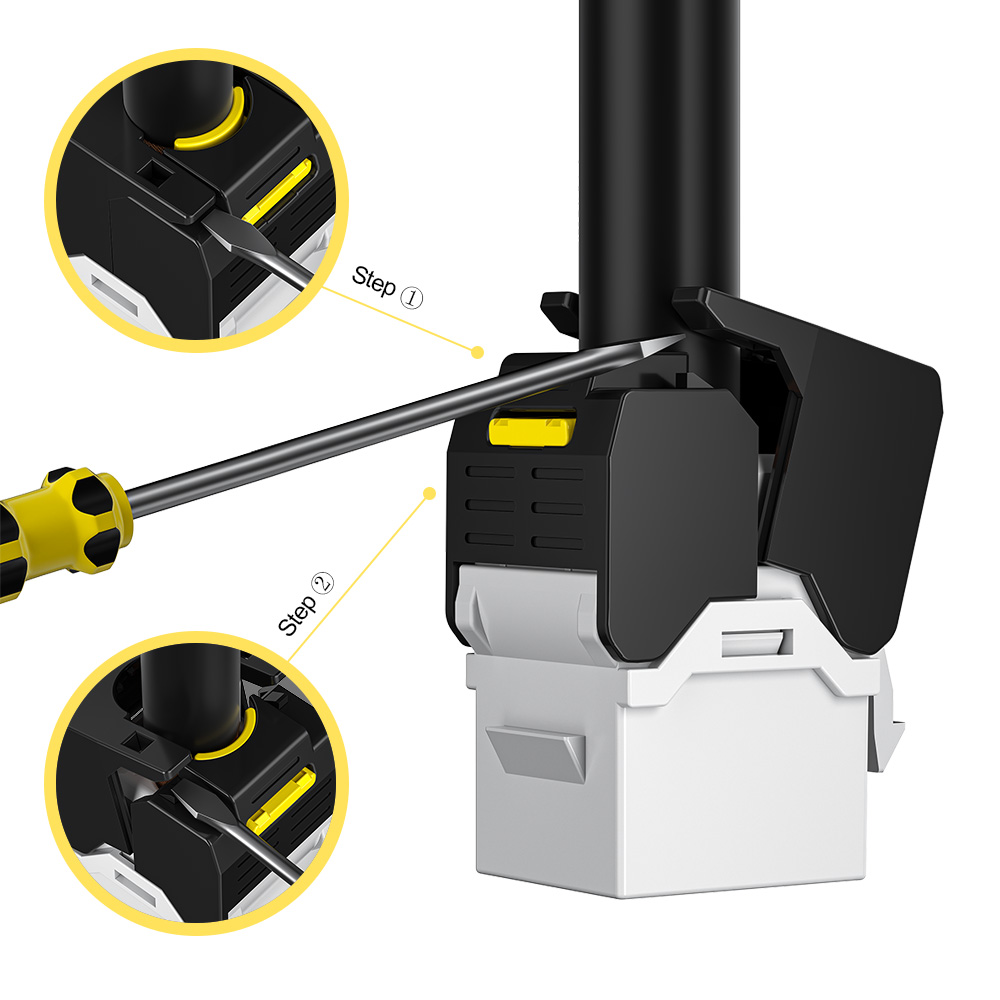 Ultra-Short UTP RJ45 Keystone Jack with Quick-Lock Cover
