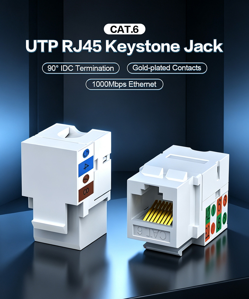 90° Cat.6 UTP RJ45 Keystone Jack