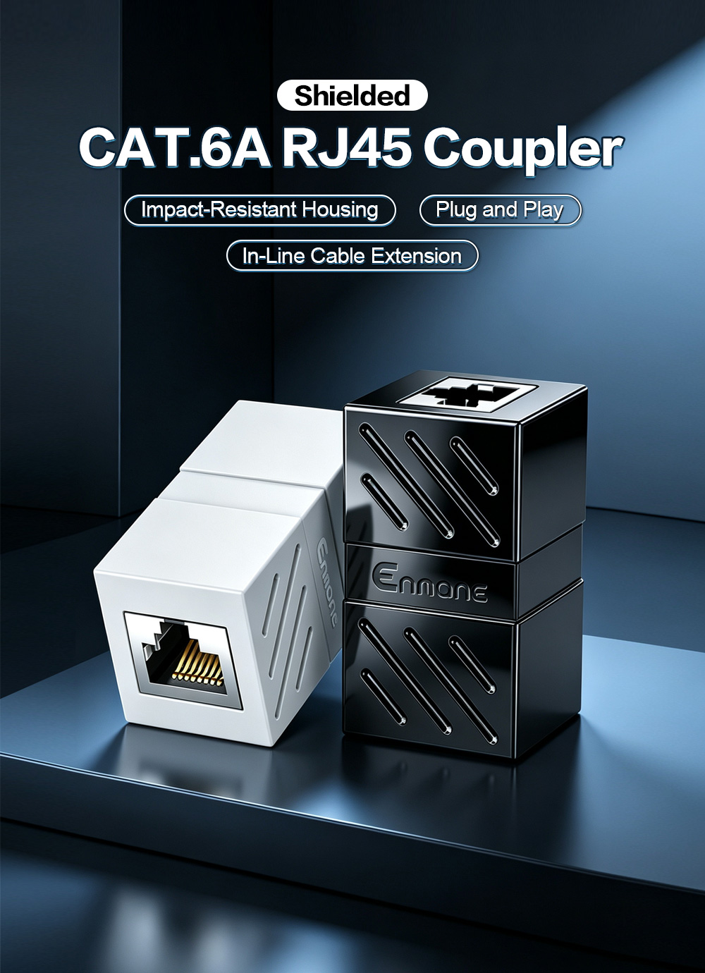 Fire-Retardant Shielded Cat.6A RJ45 Coupler