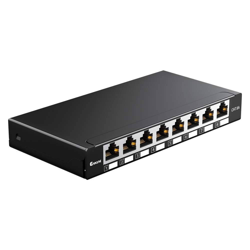 Desktop 0.5U 8 Port-CAT.6A STP Patch Panel