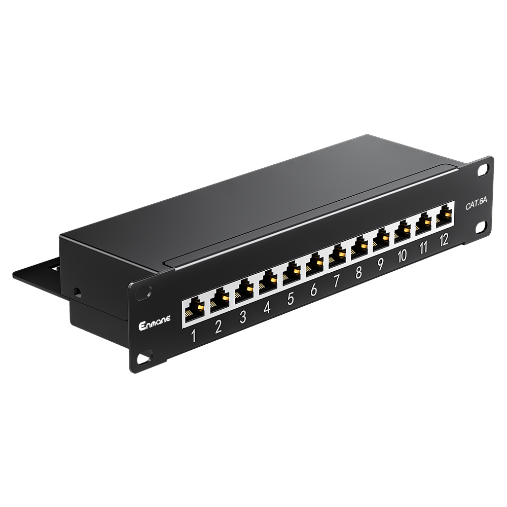 1U 12 Port Cat.6A Shielded Patch Panel for 10-Inch Racks