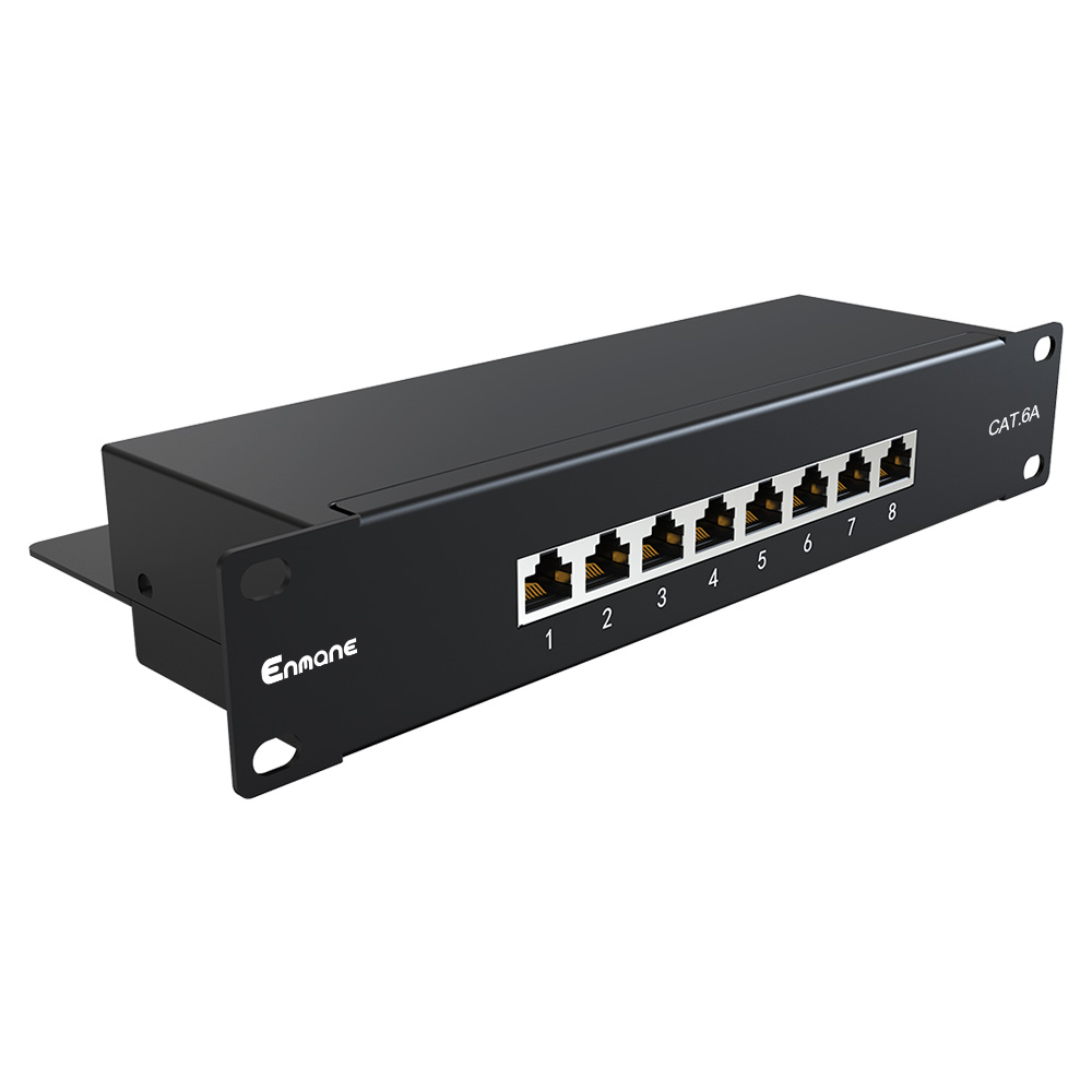 1U 8 Port Cat.6A Shielded Patch Panel for 10-Inch Racks