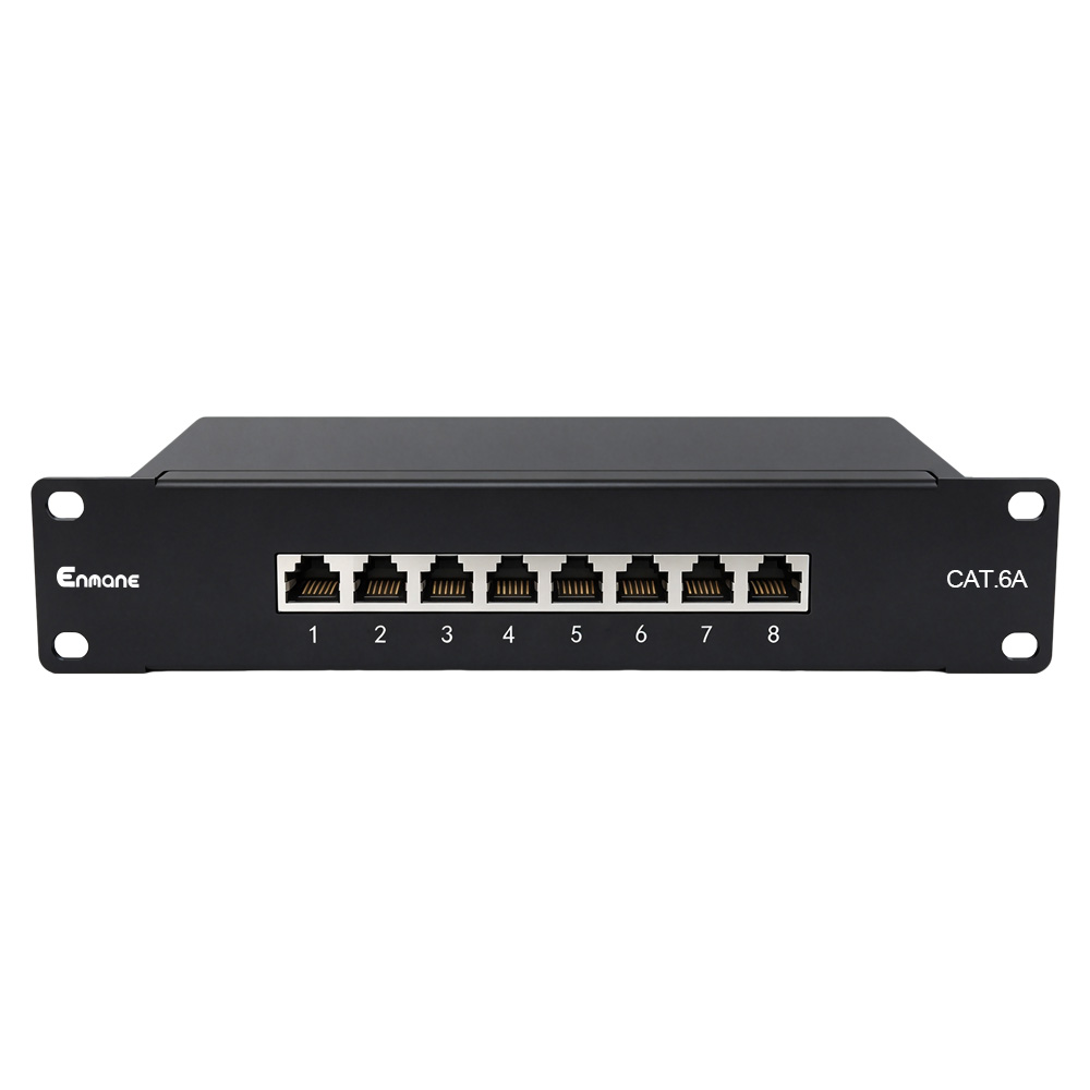 1U 8 Port Cat.6A Shielded Patch Panel for 10-Inch Racks