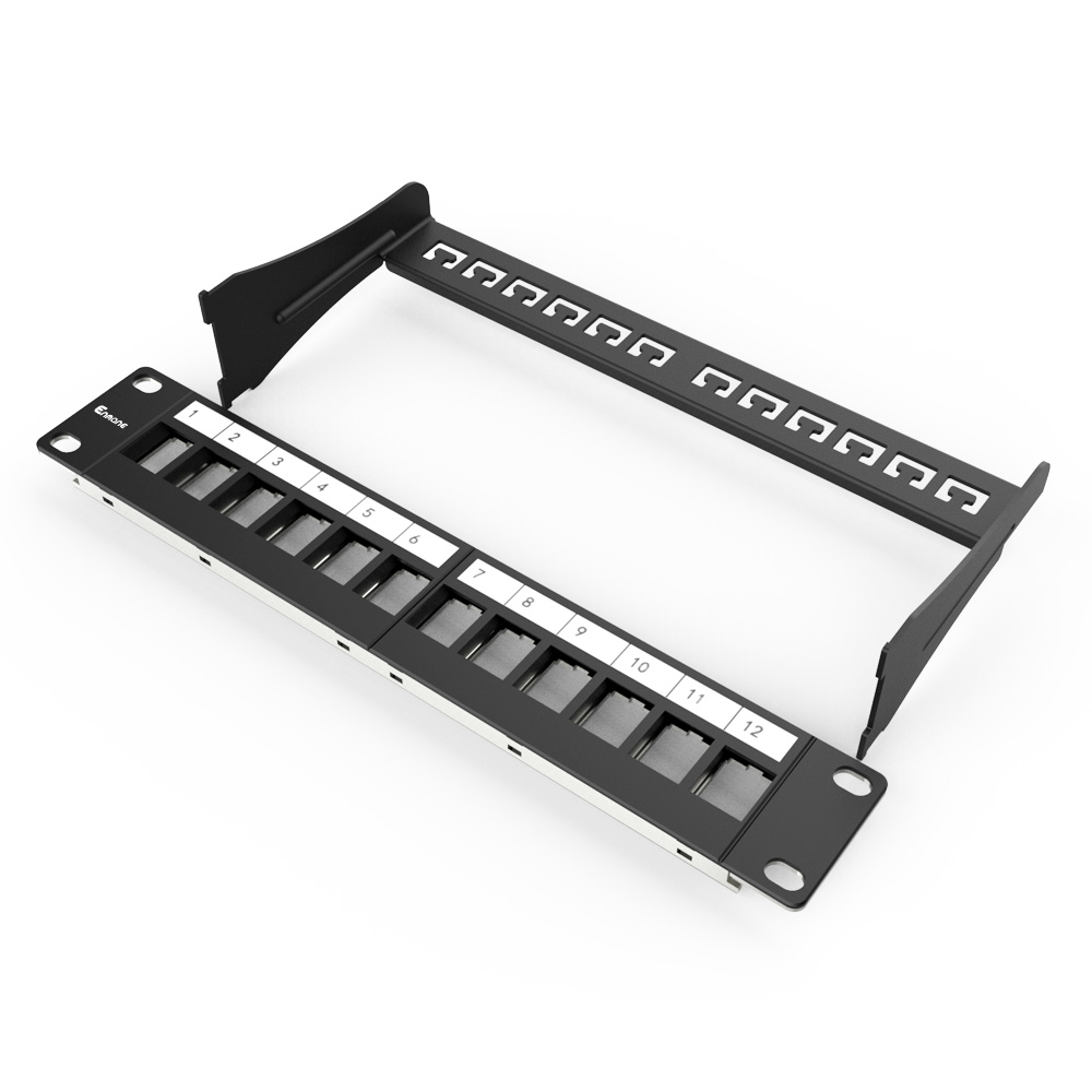 1U 12 Port FTP Blank Patch Panel with Removable Bracket