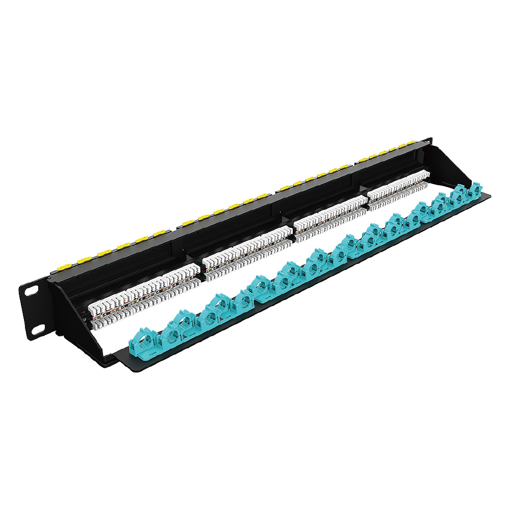 1U 24 Port Integrated FTP Patch Panel with 180° Wiring