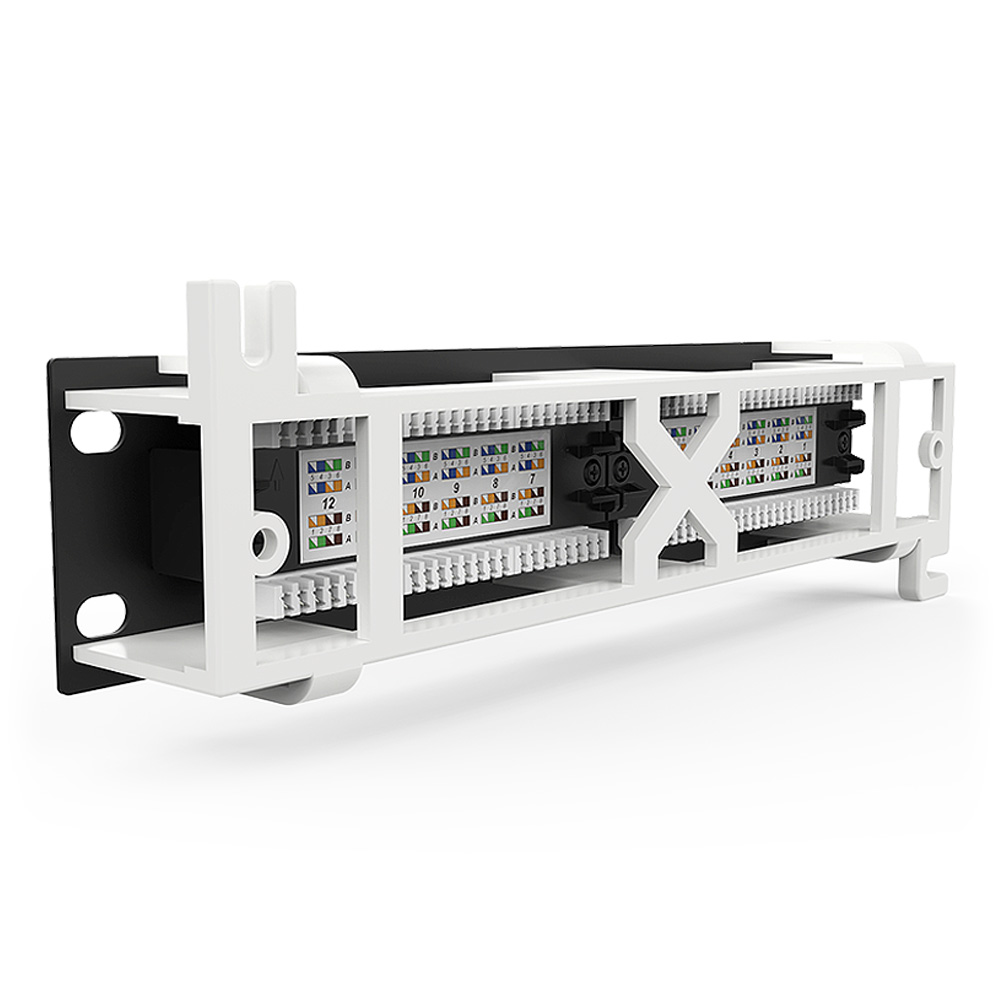 1U 12 Port Cat.6A UTP Patch Panel with 180° Wiring