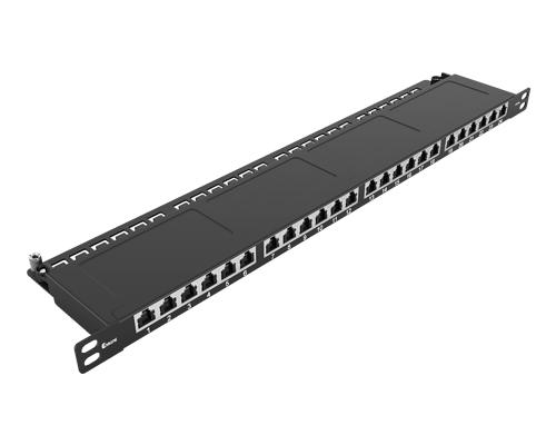 0.5U 24 Port-CAT.6A Dust-proof Shielded Patch Panel