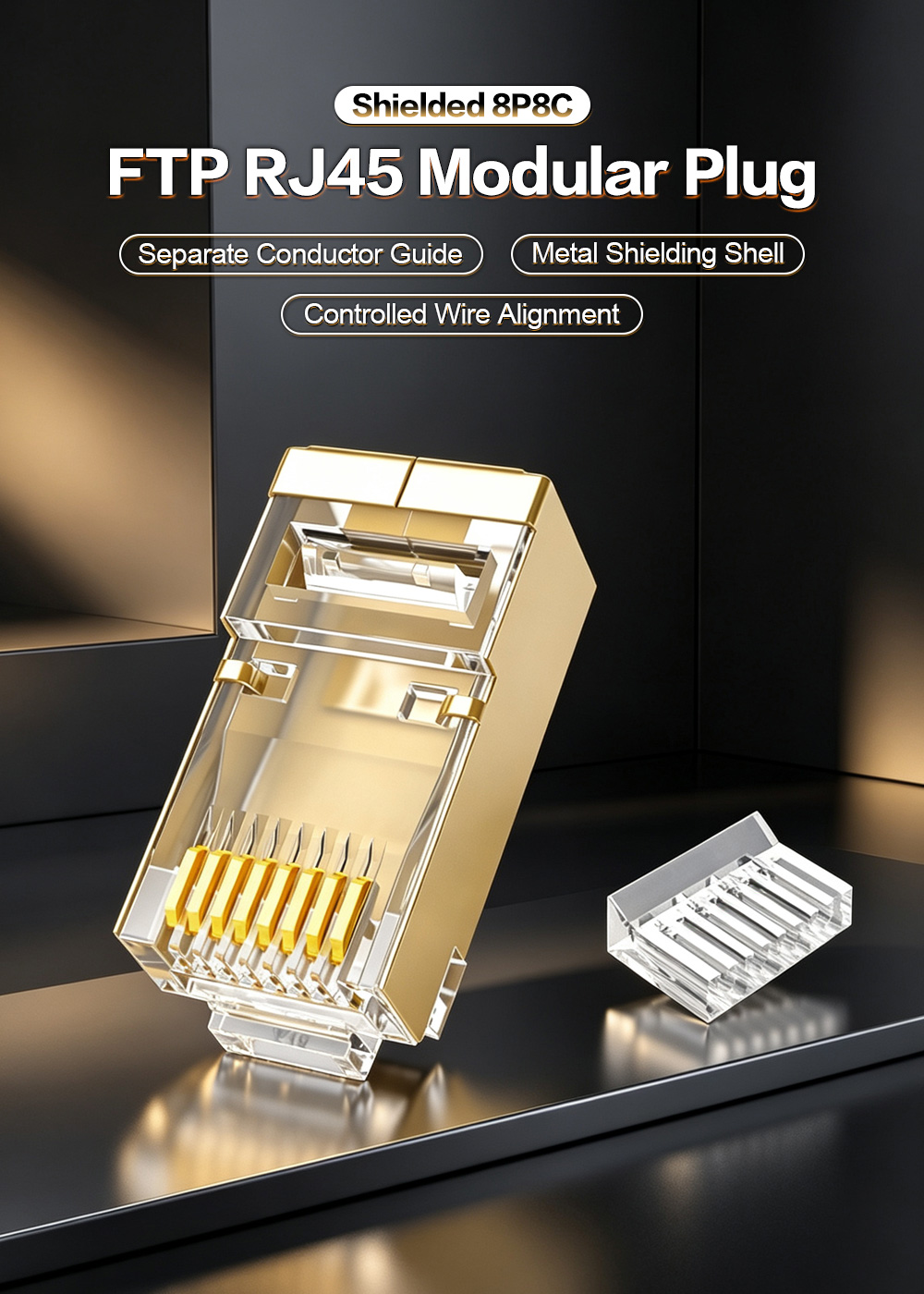 Shielded 8P8C FTP RJ45 Modular Plug with Load Bar