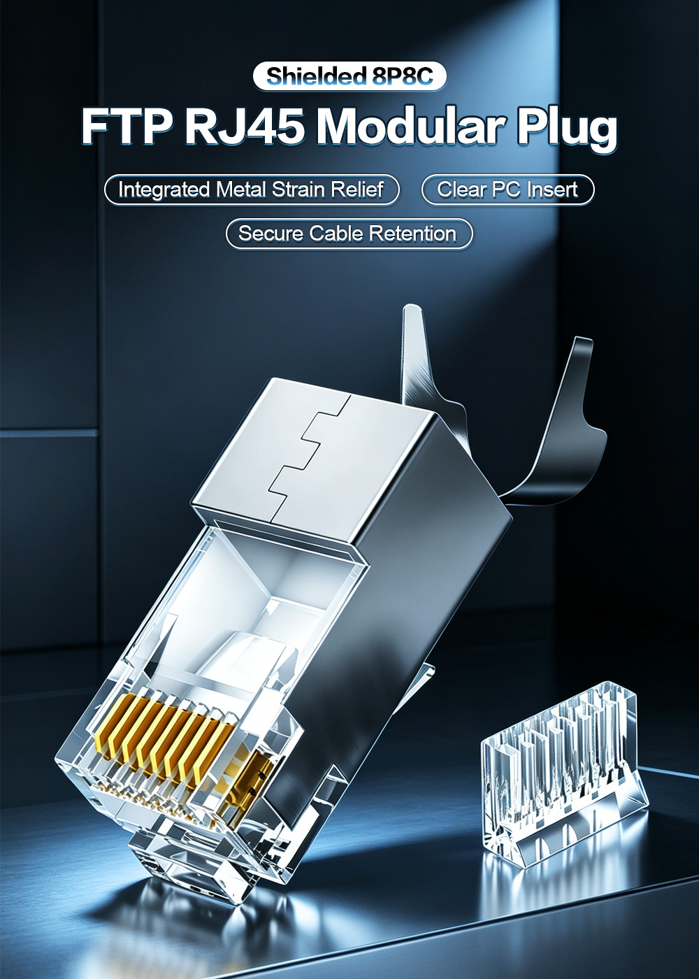 Shielded 8P8C FTP RJ45 Modular Plug with Cable Clamp