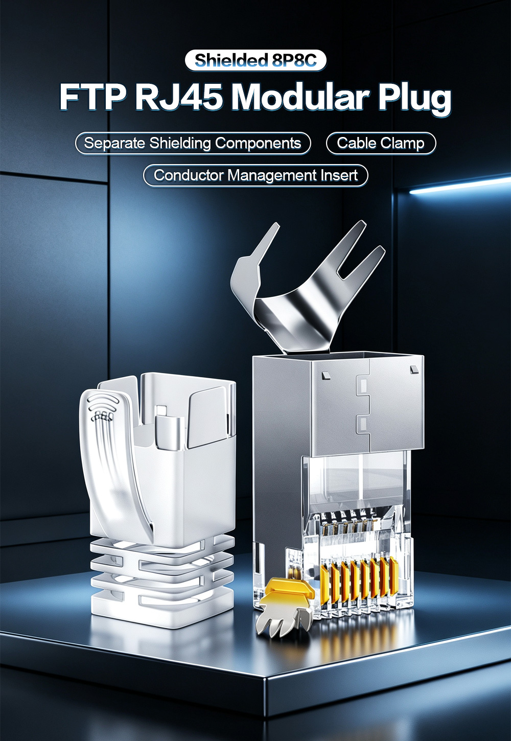 Multi-Piece Shielded 8P8C FTP RJ45 Modular Plug