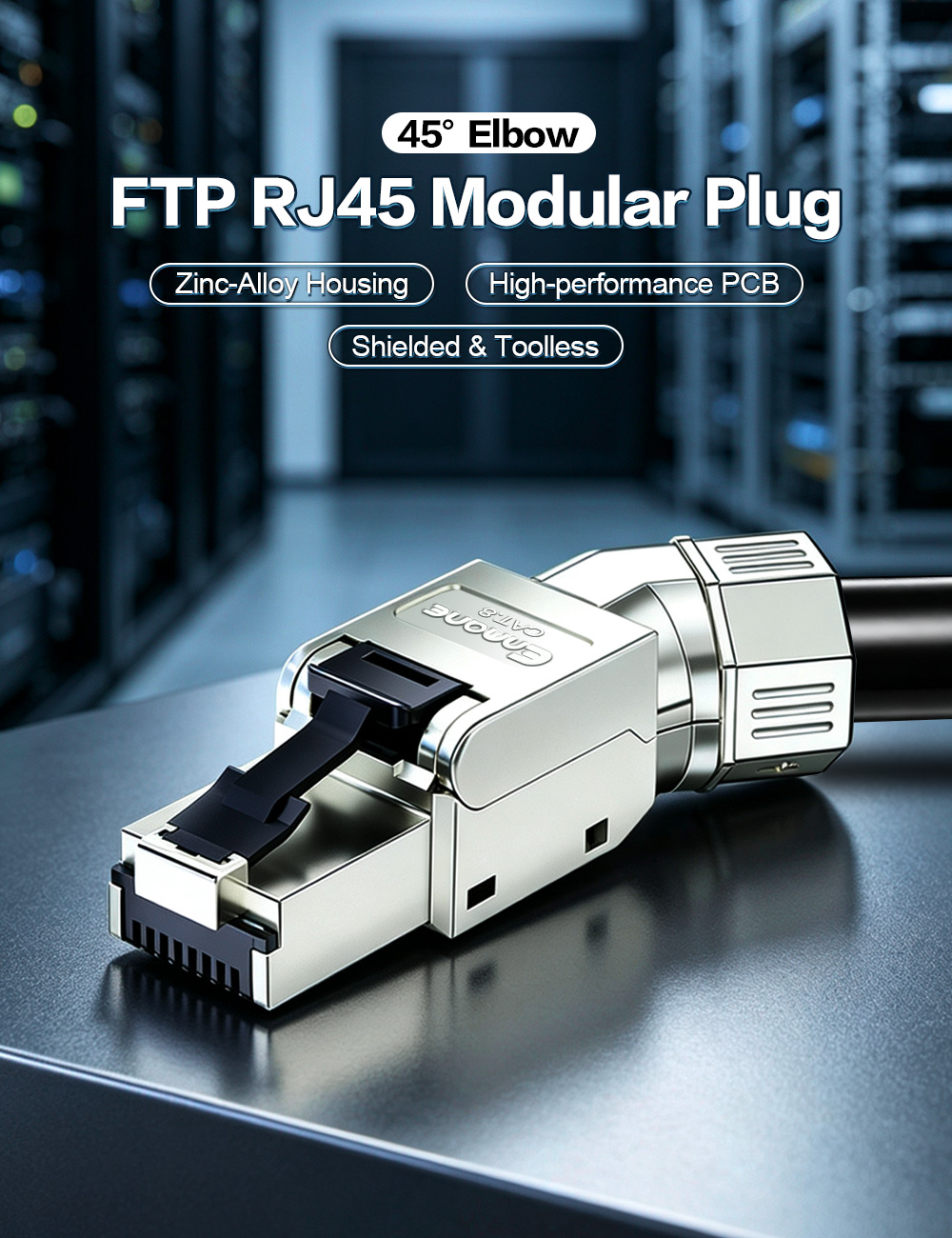45° Angled Toolless Shielded FTP RJ45 Modular Plug