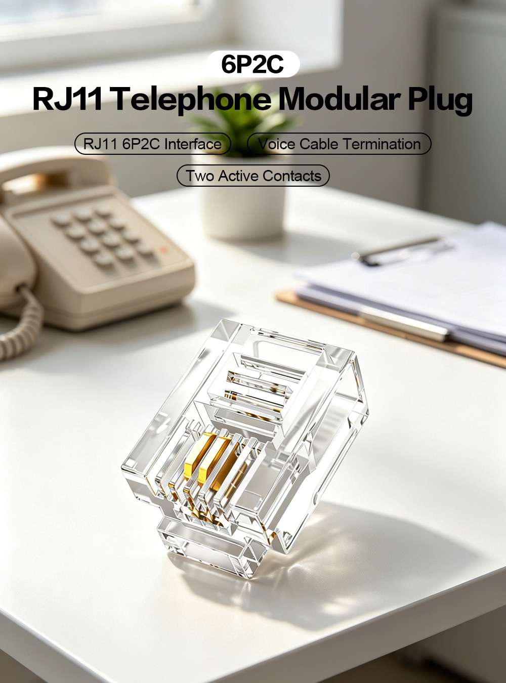 6P2C RJ11 Telephone Modular Plug