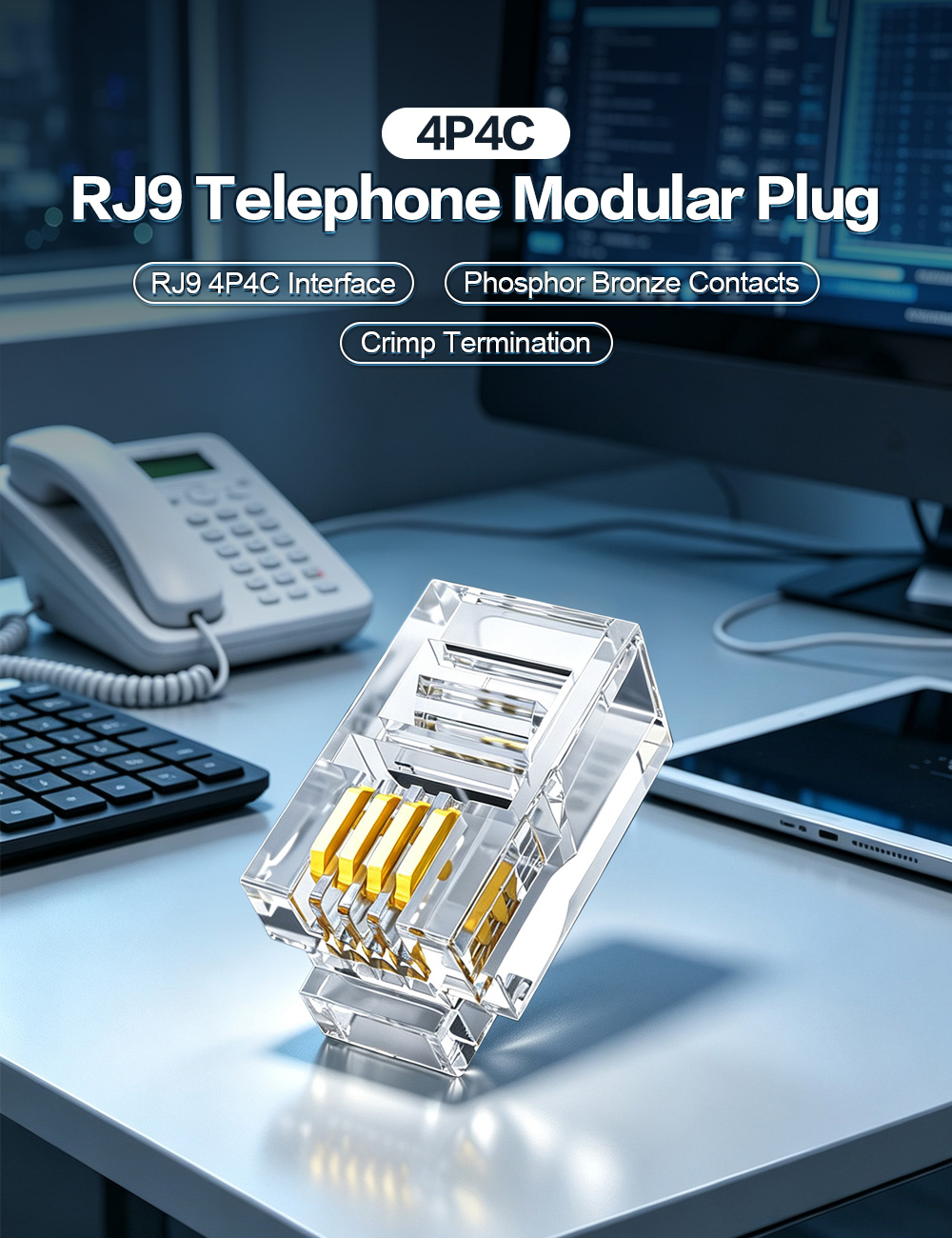 4P4C RJ9 Telephone Modular Plug