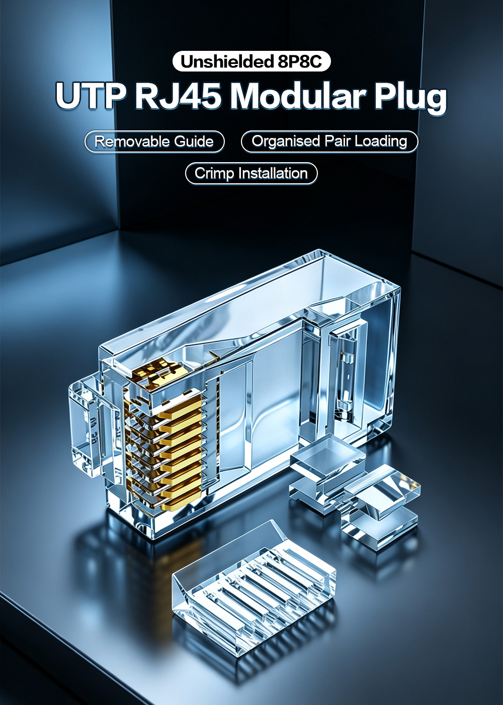 Unshielded 8P8C UTP RJ45 Modular Plug with Conductor Guide