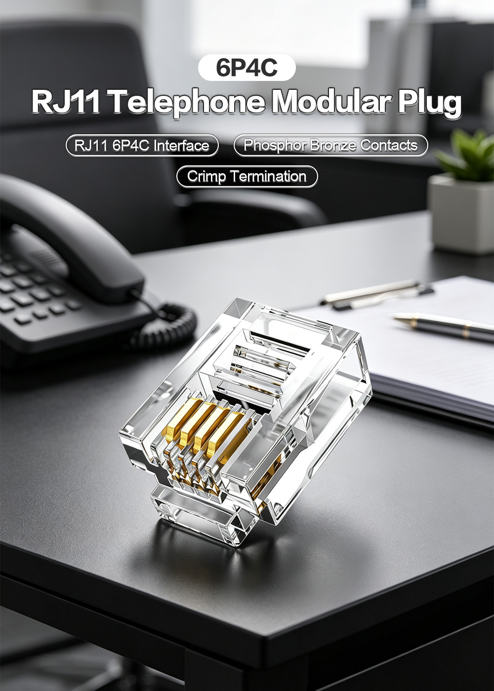 6P4C RJ11 Telephone Modular Plug